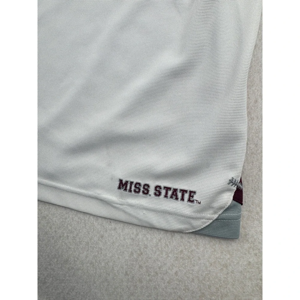 Vintage Y2K Nike Team Mississippi State Bulldogs Polo Mens XL White/Maroon